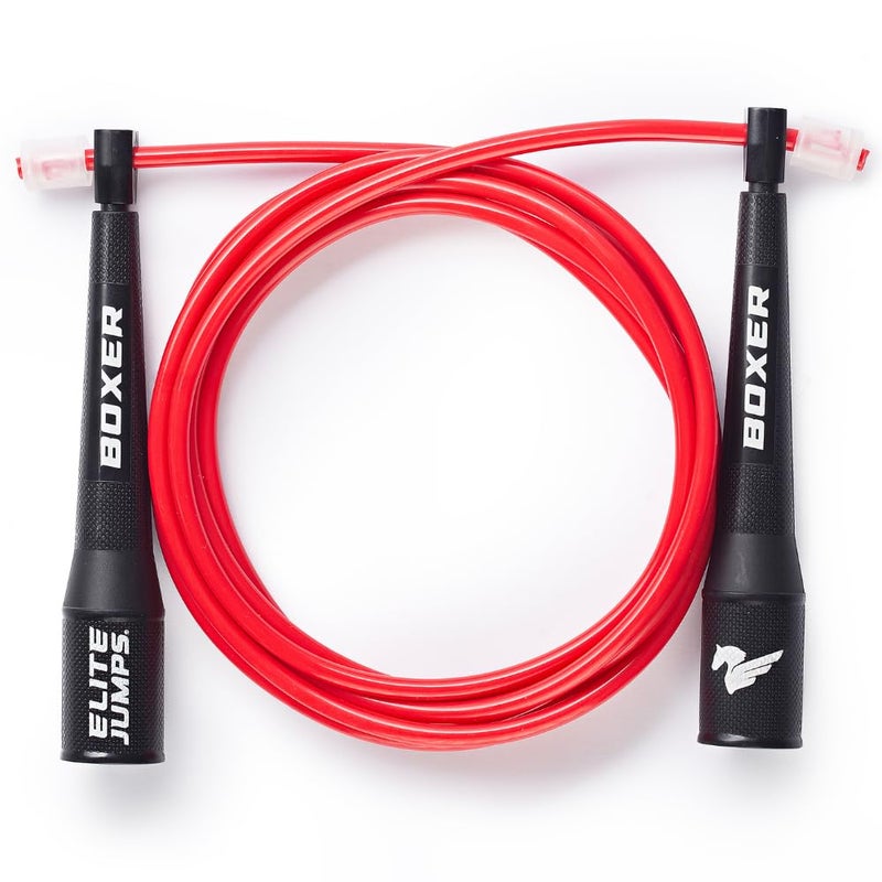EliteSRS 10 Foot Outdoor Rated 5Mm Pvc  Boxer Jump Rope 3.0 with Smooth Action Polymer Handles and Ergonomic Slip-Resistant Dimpled Grips Red - Image 1